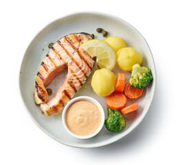 Poster - plate of grilled salmon steak