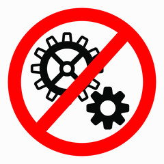 Poster - Do not repair. No settings. Icon prohibition gear. Shopping cart isolated minimal single flat linear icon for application and info-graphic. 