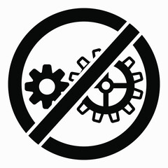 Poster - Do not repair. No settings. Icon prohibition gear. Shopping cart isolated minimal single flat linear icon for application and info-graphic. 