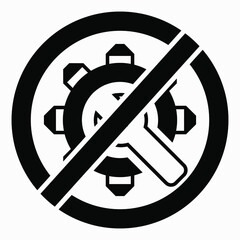 Poster - Do not repair. No settings. Icon prohibition gear. Shopping cart isolated minimal single flat linear icon for application and info-graphic. 
