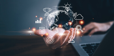 Technology and business global internet connection application concept