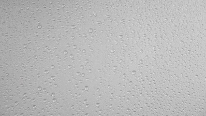 Fototapete - Water droplets flowing on gray background.