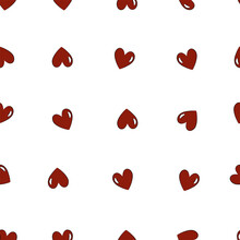 Seamless Pattern With Red Hearts. Background With Hearts. Valentine's Day. Vector Illustration.