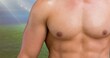 © vectorfusionart - Close up of caucasian caucasian fit man against sports field