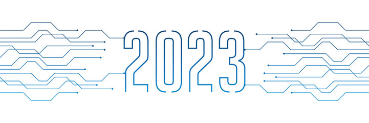Aufkleber - circuit board electronics digital technology banner 2023 blue