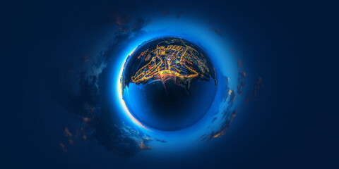 Wall Mural - little planet selinunte italy night