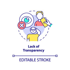Poster - Lack of transparency concept icon. Biggest problem facing healthcare abstract idea thin line illustration. Hospital price. Isolated outline drawing. Editable stroke. Arial, Myriad Pro-Bold fonts used