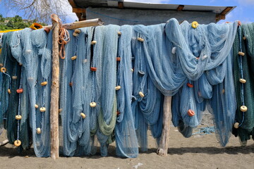 Fishing nets and floats drying, Barrouallie, Saint Vincent And The Grenadines