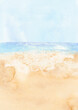 coastal landscape background clipart, watercolor beach background clipart, sea landscape illustration, printable postcard background, wave clipart, seaside clip art