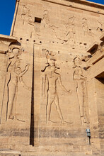 Reliefs On The Wall At Philae Temple Of Isis On Agilkia Island.