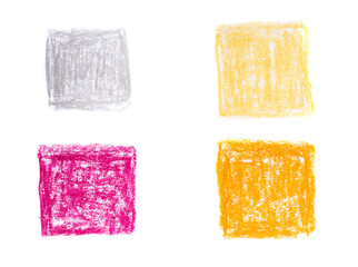 Poster - multi-colored rectangles drawn with oil pencils isolated on a white background