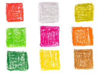 Poster - multi-colored rectangles drawn with oil pencils isolated on a white background