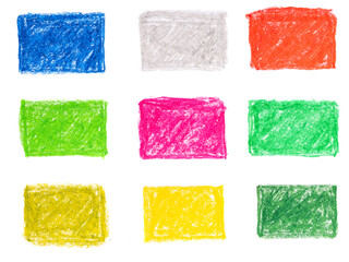 Poster - multi-colored rectangles drawn with oil pencils isolated on a white background