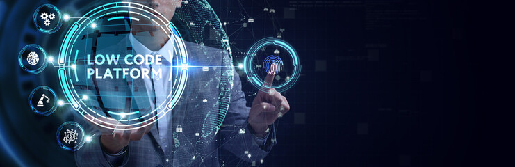 Low Code software development platform technology concept.