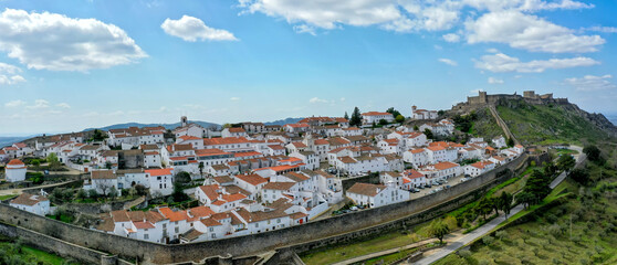 Wall Mural - aerial view of the walled historic town of Marvao with its castle on the hill