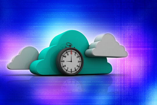 3d illustration stopwatch with cloud
