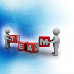 Poster - 3d rendering business team holding text team

