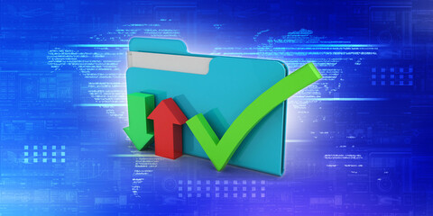 Poster - 3d rendering Folder with Upload Download Icon

