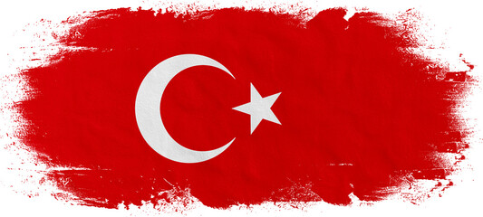 Wall Mural - Turkey background pattern template - Abstract brushstroke paint brush splash in the colors of turkish flag, isolated on white texture