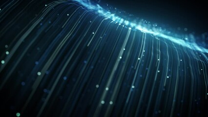 Wall Mural - abstract light fiber strings flowing background loop/ 4k animation of an abstract wallpaper technolo