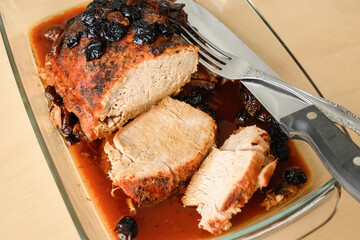 Wall Mural - Roasted pork loin with dried cranberry fruit