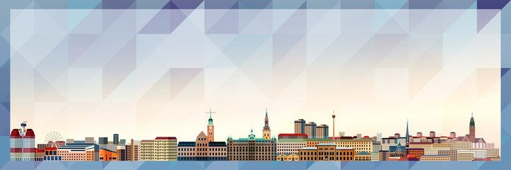 Fototapete - Gothenburg skyline vector colorful poster on beautiful triangular texture background