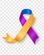 The month of May is awareness of bladder cancer.The ribbon of zholto- lilac-blue color is highlighted on a transparent background.Vector design template for a poster