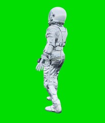 Wall Mural - Astronaut isolated on green background