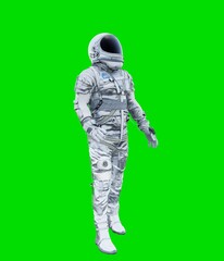 Wall Mural - Astronaut isolated on green background