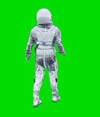 Wall Mural - Astronaut isolated on green background