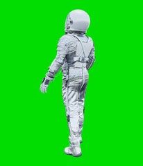 Wall Mural - Astronaut isolated on green background
