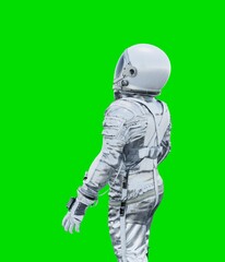 Wall Mural - Astronaut isolated on green background