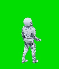 Wall Mural - Astronaut isolated on green background