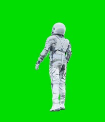 Wall Mural - Astronaut isolated on green background