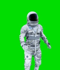 Wall Mural - Astronaut isolated on green background