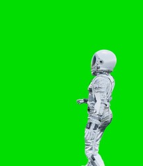 Wall Mural - Astronaut isolated on green background