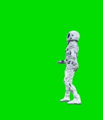 Wall Mural - Astronaut isolated on green background