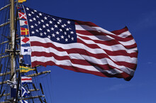 Flag Of The United States Of America On A Ship