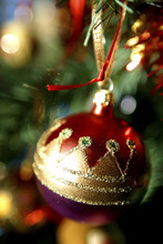 Close-up Of A Christmas Ornament On A Christmas Tree