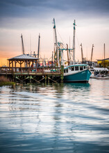 Colorful Fishing Pier And Boats, Charleston South Carolina