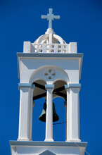 Low Angle View Of A Bell Tower, Pserimos, Dodecanese Islands, Greece