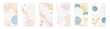 © Takoyaki Shop - Asian spring sale stories banners oriental template set. Summer design for insta story and promo posts. Design with japan wavy patterns, flowers, and abstract shapes in pink, golden, beige colors set.