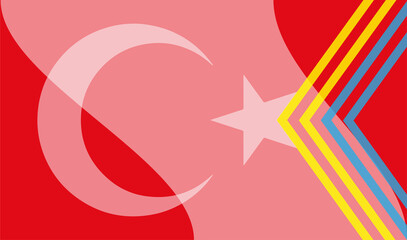 Poster - Flag of Turkey with Ukrainian theme. Friendship of countries. Support. Negotiation.