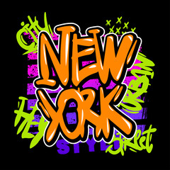 Canvas Print - Urban style modern t-shirt with graffiti. Street art style illustraton for guys. New york