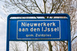 Place name sign of Nieuwerkerk aan den IJssel, municipality of Zuidplas, The Netherlands. 