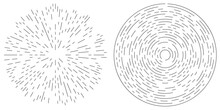Random Radial, Circular Lines. Abstract Geometric Circle Vector Element. Burst, Spiral, Swirl Effect