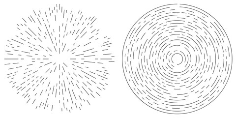 Random radial, circular lines. Abstract geometric circle vector element. Burst, spiral, swirl effect