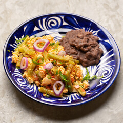 Sticker - Scrambled eggs with green beans. Mexican food