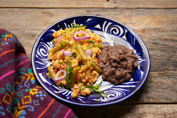 Sticker - Scrambled eggs with green beans. Mexican food