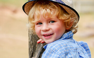 Portrait of Young Blonde Caucasian Boy